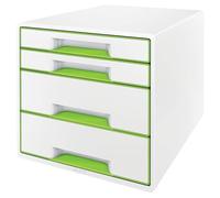 Leitz Bloc de Classement A4 avec 4 Tiroirs et Organiseur, WOW, Vert, 52132054