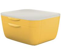Leitz - Bloc de Classement Bureau, 2 Tiroirs de Rangement Petit et Grand Format, Organisation Documents A4 et Accessoires, Design Moderne, Jaune Cosy, 53570019