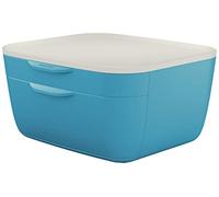 Leitz - Bloc de Classement Bureau, 2 Tiroirs de Rangement Petit et Grand Format, Organisation Documents A4 et Accessoires, Design Moderne, Bleu Cosy, 53570061