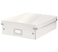 Leitz, Boîte à Compartiments Click et Store A4, Format Medium, Rangement Flexible 2-4 Compartiments, Superposable, Finition PP, Maison Bureau, Blanc WOW, 60580001