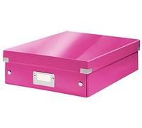 Leitz, Boîte à Compartiments Click et Store A4, Format Medium, Rangement Flexible 2-4 Compartiments, Superposable, Finition PP, Maison Bureau, Rose WOW, 60580001