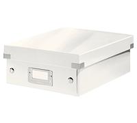 Leitz, Boîte à Compartiments Click et Store A4, Petit Format, Rangement Flexible 2-3 Compartiments, Superposable, Finition PP, Maison Bureau, Blanc WOW, 60570001