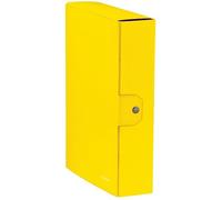 Leitz - Boîte à documents avec fermeture à bouton, dossier de projets en carton plastifié, jaune, 25 x 35 x 8 cm, 39670016