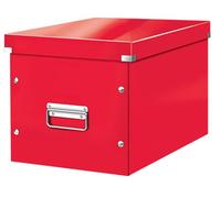 Leitz Boîte de rangement Click & Store Cube L – Carton recyclé à 80% avec couvercle – Rouge