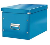Leitz, Boîte de rangement Click & Store, Format cube L (36 x 32 x 31 cm), pour l'organisation des objets de la maison et du bureau, Montage bouton pression, En carton recyclé à 80%, Bleu, 61080036