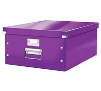 Leitz Boîte de rangement Click & Store, Format large A3 (36,9 x 20 x 48,2 cm), Pour l'organisation des objets de la maison et du bureau, Montage bouton pression, Carton recyclé à 84%, Violet, 60450062