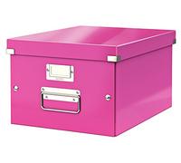 Leitz Boîte de rangement Click & Store, Format moyen A4 (28,1 x 20 x 37cm), pour l'organisation des objets de la maison et du bureau, Montage bouton pression, En carton recyclé à 85%, Rose, 60440023