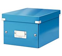 Leitz Boîte de rangement Click & Store, Petit format A5 (22 x 16 x 28,2 cm), pour l'organisation des objets de la maison et du bureau, Montage bouton pression, En carton recyclé à 84%, Bleu, 60430036