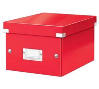 Leitz Boîte de rangement Click & Store, Petit format A5 (22 x 16 x 28,2 cm), pour l'organisation des objets de la maison et du bureau, Montage bouton pression, En carton recyclé à 84%, Rouge, 60430026