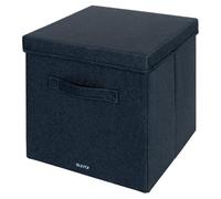 Leitz Boîte de rangement en tissu avec couvercle, Lot de 2 boîtes de rangement cubiques, boîte de rangement pliable en tissu, gris velours, Grand format, 61450089