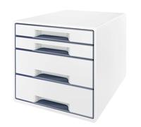 Leitz Bloc de classement WOW Cube 5213 – 4 tiroirs A4 – Blanc/Gris