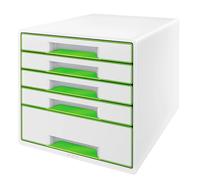 Leitz Boîte à tiroirs WOW Cube – 5 tiroirs (1 grand, 4 petits) – Blanc A4