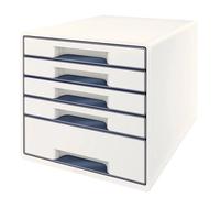 Leitz Bloc de classement WOW CUBE – 5 tiroirs (1 grand + 4 petits) – blanc/gris