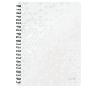 Leitz, Cahier à spirales A4 PP quadrillé, 160 pages 80g/m², Leitz WOW, Blanc, 46380001