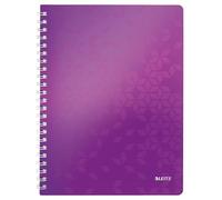 Leitz, Cahier à spirales A4 PP quadrillé, 160 pages 80g/m², Leitz WOW, Violet, 46380062