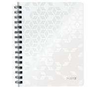 Leitz, Cahier à spirales A5 PP quadrillé, 160 pages 80g/m², Leitz WOW, Blanc, 46410001