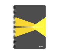Leitz, Cahier spirales couverture PP A4 quadrillé, 180 pages 90g/m², Leitz Office, Jaune, 44950015