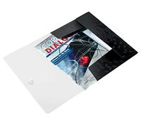 Leitz Chemise 3 Rabats, Contient jusqu'à 150 Feuilles A4, Fermeture Élastique, Plastique souple, Noir, WOW, 45990095