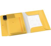 Leitz Chemise à 3 Rabats A4 avec Pochette, Capacité 150 Feuilles, Cosy, Jaune, 46190019