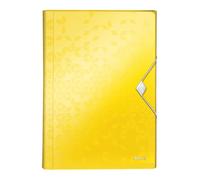 Leitz – Classeur ménager Trieur à soufflets 6 compartiments A4 250 feuilles Élastique Jaune WOW