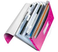 Leitz - Classeur Ménager, Trieur à Soufflets 6 Compartiments, 250 Feuilles A4, Fermeture Élastique, Rangement Documents Bureau École Maison, Plastique Souple, Rose WOW, 45890023