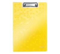 Leitz - Porte-bloc avec Rabat A4, Capacité 75 Feuilles, Clip Métallique Solide, Pochette Supplémentaire, Polyfoam Léger et Durable, Jaune WOW, 41990016