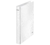 Leitz, Classeur 2 Anneaux, A4 maxi, Carton Pelliculé, Dos 40 mm, Capacité 250 Feuilles, Mécanisme Anneaux en D 25 mm,Classeur Bureau École Organisation, Blanc WOW, 42410001