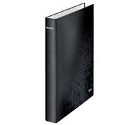 Leitz, Classeur 2 Anneaux, A4 maxi, Carton Pelliculé, Dos 40 mm, Capacité 250 Feuilles, Mécanisme Anneaux en D 25 mm,Classeur Bureau École Organisation, Noir WOW, 42410095