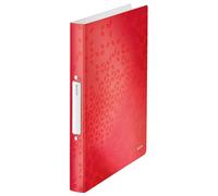 Leitz, Classeur 2 Anneaux A4, PP, Dos 32 mm, Capacité 190 Feuilles, Mécanisme Anneaux Ronds 25 mm, Étiquette au Dos, Classeur Bureau École Organisation, Rouge WOW, 42570025