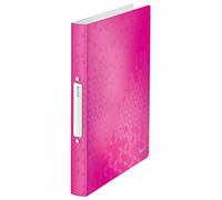 Leitz Classeur 2 anneaux A4 WOW – PP, dos 32 mm, 190 feuilles, anneaux ronds 25 mm – Rose