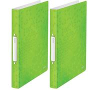 Leitz, Classeur 2 Anneaux A4, PP, Dos 32 mm, Capacité 190 Feuilles, Mécanisme Anneaux Ronds 25 mm, Étiquette au Dos, Classeur Bureau École Organisation, Vert WOW, 42570055