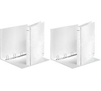 Leitz, Classeur 4 Anneaux, A4 maxi, Carton Pelliculé, Dos 40 mm, Capacité 230 Feuilles, Mécanisme Anneaux en D 25 mm,Classeur Bureau École Organisation, Blanc WOW, 42420001 (Lot de 2)