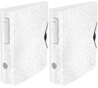 Leitz Classeur à Levier A4 Active, Dos Arrondi 82mm, Fixation Élastique, Polyfoam Léger, WOW, Blanc, 11060001 (Lot de 2)