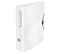 Leitz - Classeur à levier A4 Active WOW - Dos arrondi 82 mm, fixation élastique - Blanc