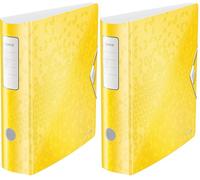 Leitz Classeur à Levier A4 Active, Dos Arrondi 82mm, Fixation Élastique, Polyfoam Léger, WOW, Jaune, 11060016