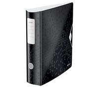 Leitz Classeur à levier A4 Active WOW - Dos arrondi 82 mm, élastique, polyfoam léger, noir