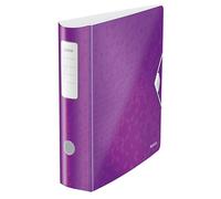 Leitz Classeur à Levier A4 Active, Dos Arrondi 82mm, Fixation Élastique, Polyfoam Léger, WOW, Violet, 11060062