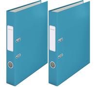 Leitz, Classeur à Levier A4, Carton, Dos 50 mm, Capacité 350 Feuilles, Mécanisme unique 180°, Classeur Bureau École Maison, Bleu Cosy, 10620061 (Lot de 2)