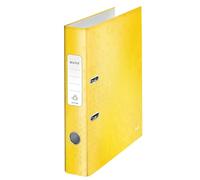 Leitz Classeur à levier A4 WOW – Carton pelliculé, Dos 50 mm, 350 feuilles, Mécanisme 180°, Jaune