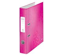 Leitz, Classeur à Levier A4, Carton Pelliculé, Dos 50 mm, Capacité 350 Feuilles, Mécanisme unique 180°, Rose WOW, 10060023