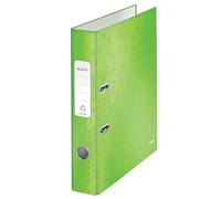 Leitz, Classeur à Levier A4, Carton Pelliculé, Dos 50 mm, Capacité 350 Feuilles, Mécanisme unique 180°, Vert WOW, 10060054