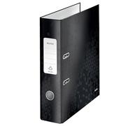 Leitz, Classeur à Levier A4, Carton Pelliculé, Dos 80 mm, Capacité 600 Feuilles, Mécanisme unique 180°, Classeur Bureau École Maison, Noir WOW, 10050095