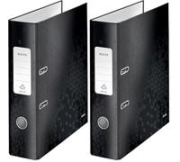 Leitz, Classeur à Levier A4, Carton Pelliculé, Dos 80 mm, Capacité 600 Feuilles, Mécanisme unique 180°, Classeur Bureau École Maison, Noir WOW, 10050095