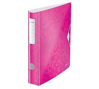 Leitz, Classeur à Levier Active A4, En PP, Dos 65 mm, Capacité 350 Feuilles,Mécanisme unique 180°, Fermeture Élastique, Pochettes Intérieures, Classeur Bureau École Maison, Rose WOW, 11070023