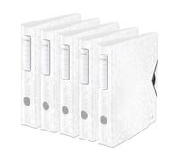 Leitz, Classeur à Levier Active A4, En PP, Dos 65 mm, Capacité 350 Feuilles, Mécanisme unique 180°, Fermeture Élastique, Pochettes Intérieures, Classeur Bureau École Maison, Blanc WOW, 11070001