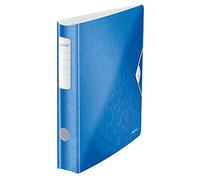 Leitz, Classeur à Levier Active A4, En PP, Dos 65 mm, Capacité 350 Feuilles,Mécanisme unique 180°, Fermeture Élastique, Pochettes Intérieures, Classeur Bureau École Maison, Bleu WOW, 11070036