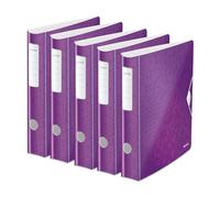 Leitz, Classeur à Levier Active A4, En PP, Dos 65 mm, Capacité 350 Feuilles, Mécanisme unique 180°, Fermeture Élastique, Pochettes Intérieures, Classeur Bureau École Maison, Blanc WOW, 11070001