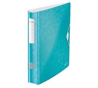Leitz, Classeur à Levier Active A4, En PP, Dos 65 mm, Capacité 350 Feuilles,Mécanisme unique 180°, Fermeture Élastique, Pochettes Intérieures, Classeur Bureau École Maison, Menthe WOW, 11070051