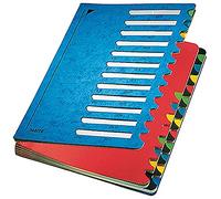 Leitz Classeur A4, 24 compartiments, intercalaires colorés, 3 trous, carton, bleu, 59140035