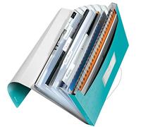Leitz - Classeur Ménager, Trieur à Soufflets 6 Compartiments, 250 Feuilles A4, Fermeture Élastique, Rangement Documents Bureau École Maison, Plastique Souple, Menthe WOW, 45890051